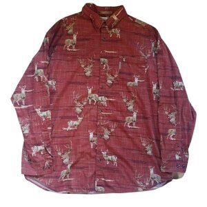 Red Shirt With Deer Print 100% Cotton